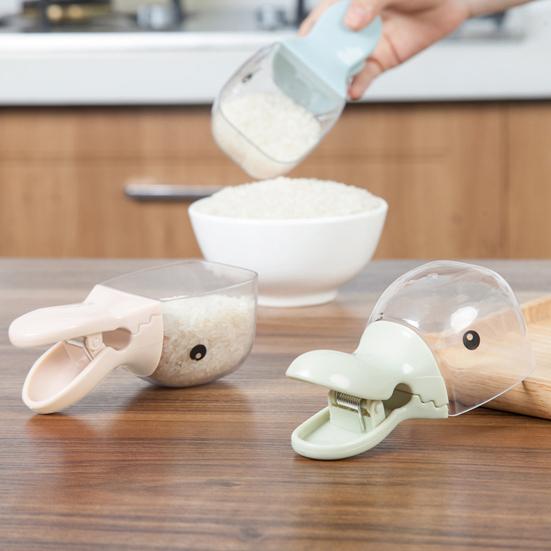 Plastic Scoop Bag Clip Food-Grade Measuring Cup BPA-Free Duck Head Multi-purpose Kitchen Utensils for Rice Water