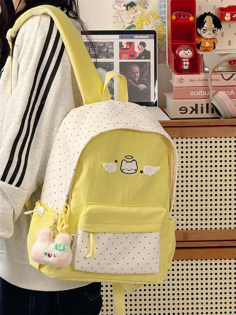 Schoolbag Japanese cute angel cat small backpack vitality sweet sister holiday travel shop gentle healing backpack