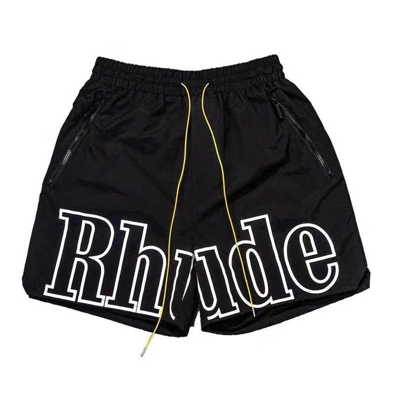 American Streetwear RHUDE Letter Knit Shorts Loose Fit Casual Hip Hop Style