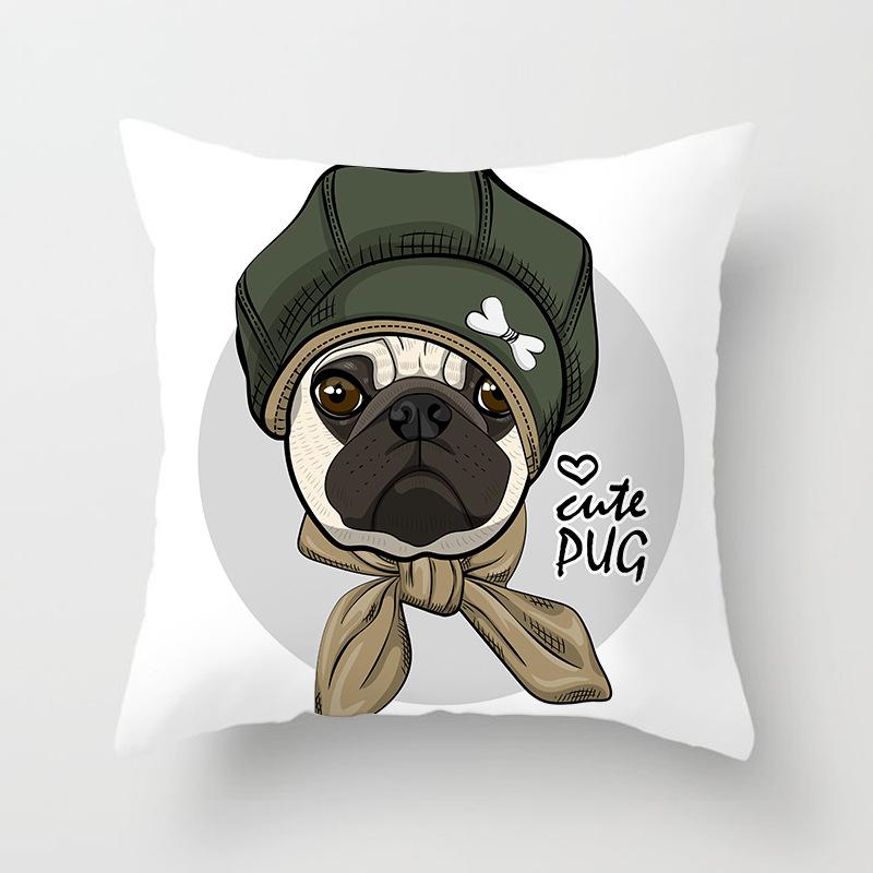 45x45cm New Cartoon Dog Fighting Series Pillowcase Sofa Office Seat Car Cushion Cover Creative Ornament Home Decoration