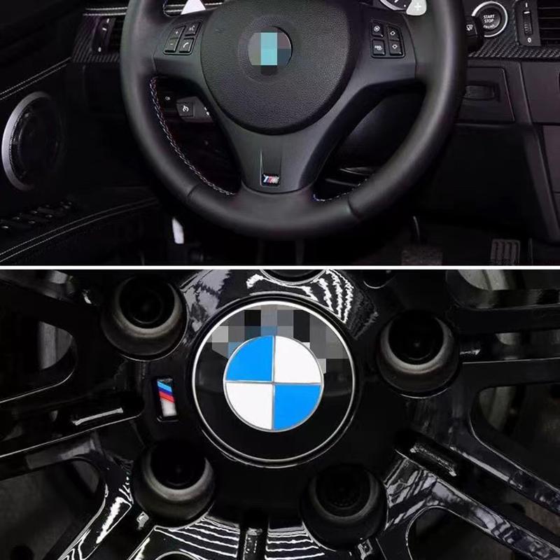 Für Alle BMW E46 E39 E38 E90 E60 E36 F30 F20 X1 X3 X5 M Logo Auto Lenkradnabenabdeckungen Mittel Emblem Abzeichen Aufkleber DIY Aufkleber