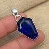 Blue Sapphire Lab-Created 925 Sterling Silver Handmade Jewelry Pendant