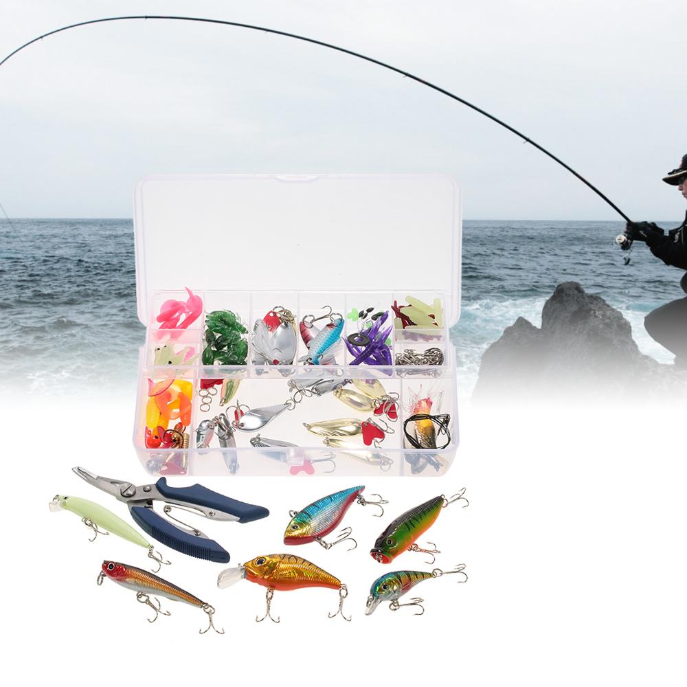 101PCS Fishing Lures Tackle Mixed Hard Baits Soft Baits Popper Crankbait VIB Topwater Floating Fishing Lures Hooks Fishing Accessories Kit Set with St