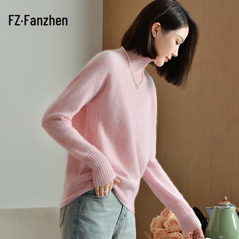 Fanzhen Women's Thickened 100% Wool Turtleneck Sweater