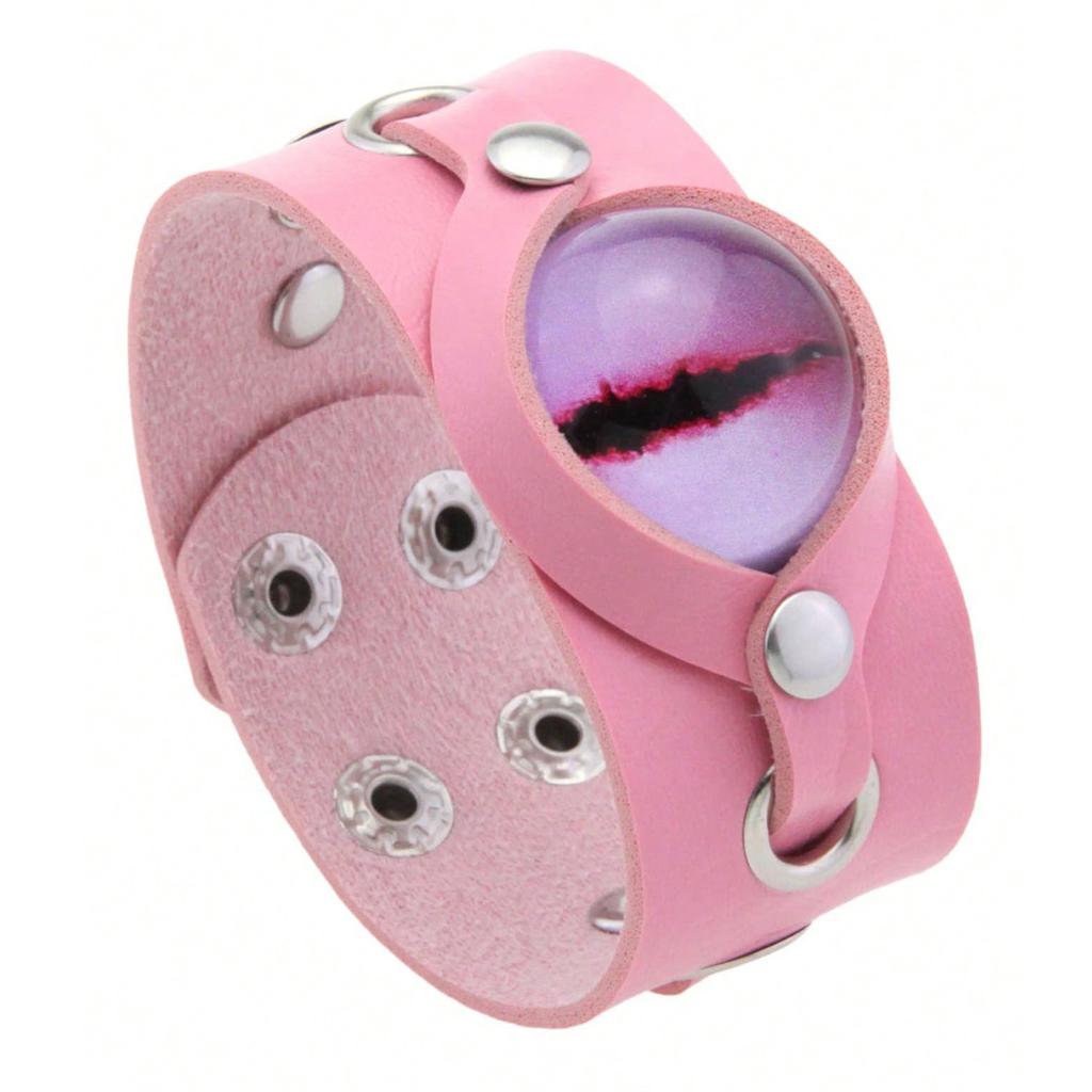 1 Punk Pink Rivet Creative Bracelet, Perfect Gift For Daily Holiday Parties, Halloween Carnival Performances, Rock And Roll