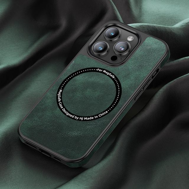 Luxus Leder Telefon Fall Für Iphone 14 13 12 Pro Max Magnetische Magsafe Drahtlose Chargin Silikon Handy Abdeckung Funda