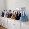 New Nylon Shoulder Tote Bag Waterproof Large Capacity Underarm Bag Solid Color Zipper Closure Shopping Bag for Women Girls