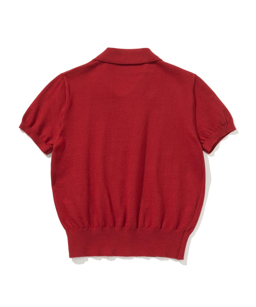 KNITTED (W) Basic Essential Washable Collared Knit Red