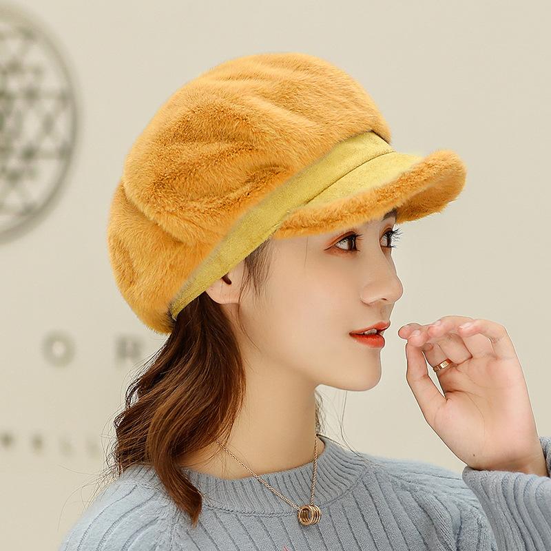 Autumn and Winter Plush Fashionable Women's Beret Outdoor Warm and Casual Duck Tongue Hat