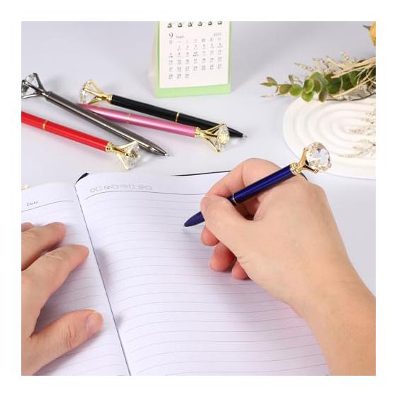 PATIKIL 3 Pcs Black Ink Ballpoint Pens, Metal Pens with Crystal Diamond, 1.0mm Medium Point, for Note Taking, Journaling, Gifts, Office Use, White