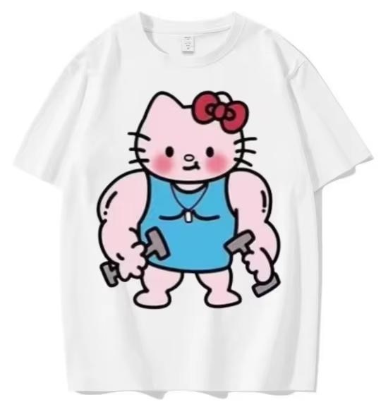 

2026 HelloKitty Sanrio Printed Cotton TShirt Summer Cartoon Design Childrens Roundneck Fashion LooseFitting Casual Wear S