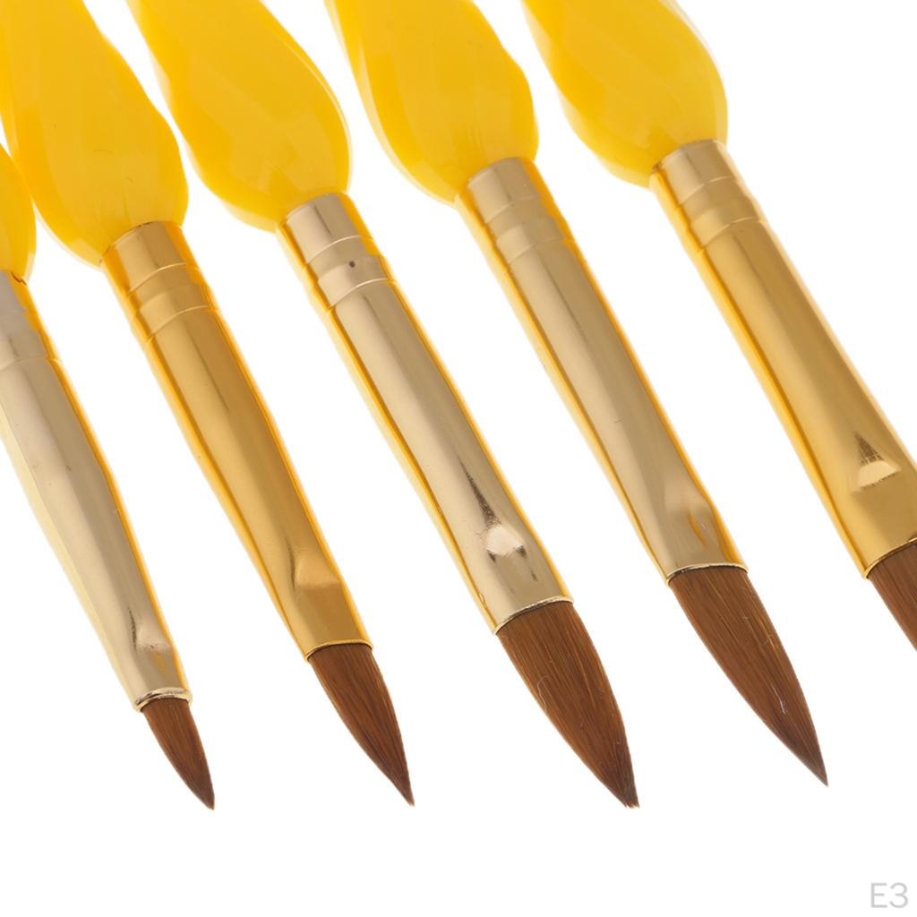 Brushes,5 Acrylic Flat Painting Drawing Manicure Tools ,Silicone