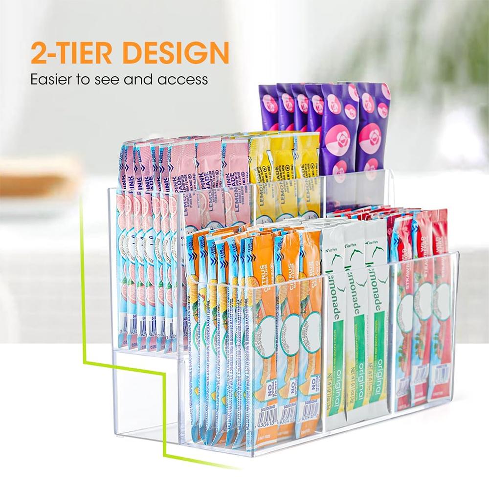 Acrylic Desktop Organizer Tea Bag Storage Box Coffee Bar Accessories Holder Multi-functional Stationery Makeup Storage for Home