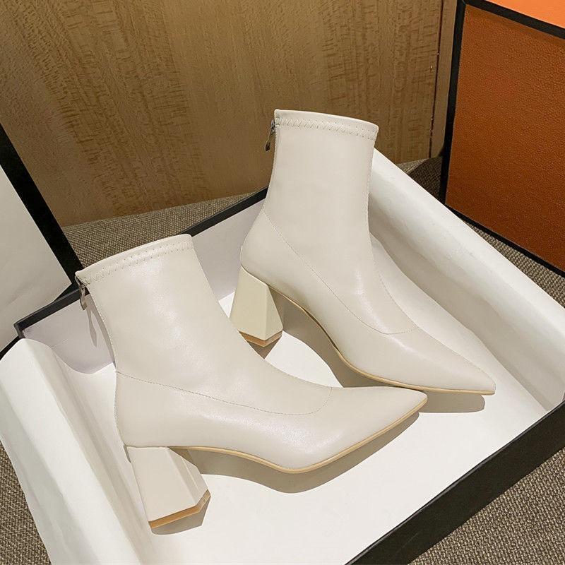 Fashion Women Side Zipper 2025 Comfortable Mid Heel Ankle Boots Fashion Warm Winter Shoes Black Red White Women Boots