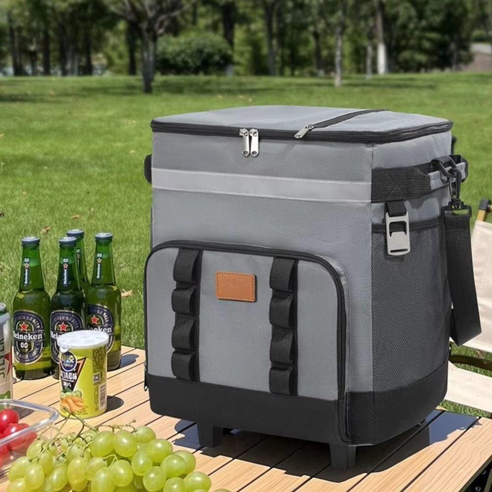 Large Capacity Picnic Trolley Box Rolling Tie Rod Picnic Bag Tug Insulation Bag  Refrigerated Box
