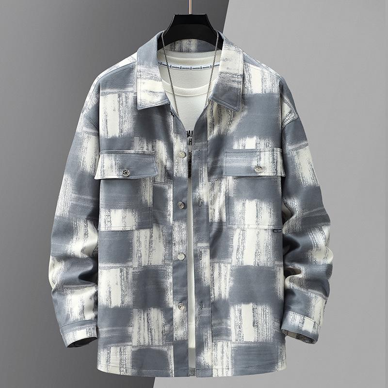 

Осенняя мужская повседневная куртка большого размера - Модная очень большая (400 Джин) 6XL серый/белый