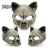 Maschera Leggera in Schiuma PU Teschio Animale per Adulti, Maschera Gatto Spaventoso Mezza Faccia Selvaggia Gotica, Scheletro Raccapricciante Accessorio Festa di Halloween Cosplay,