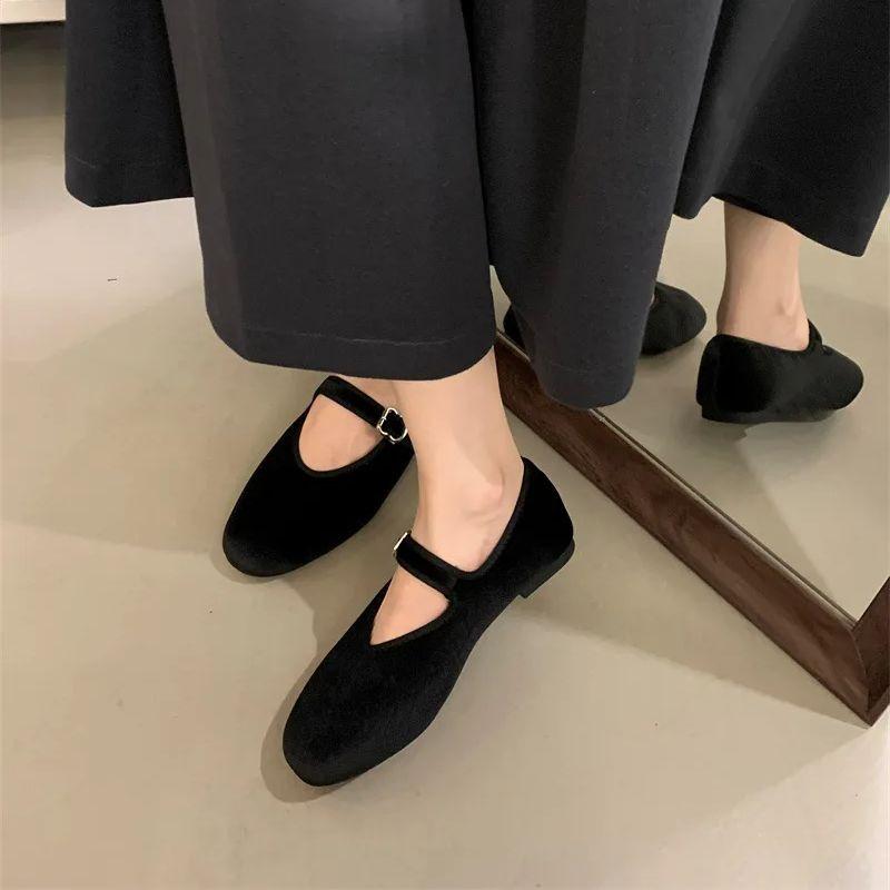 IPPEUM Ballet Flats Buckle Red Dress Ballerinas Zapatos Mujer Women Mary Janes Shoes