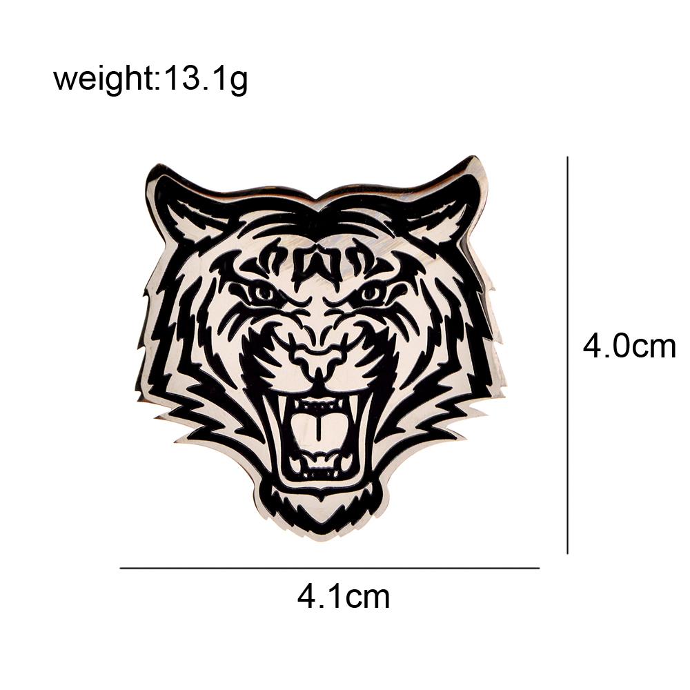 New Enamel Cute Tiger Face Head Brooch Pins Animal Tiger Brooches For Women Men Stainless Steel Jewelry