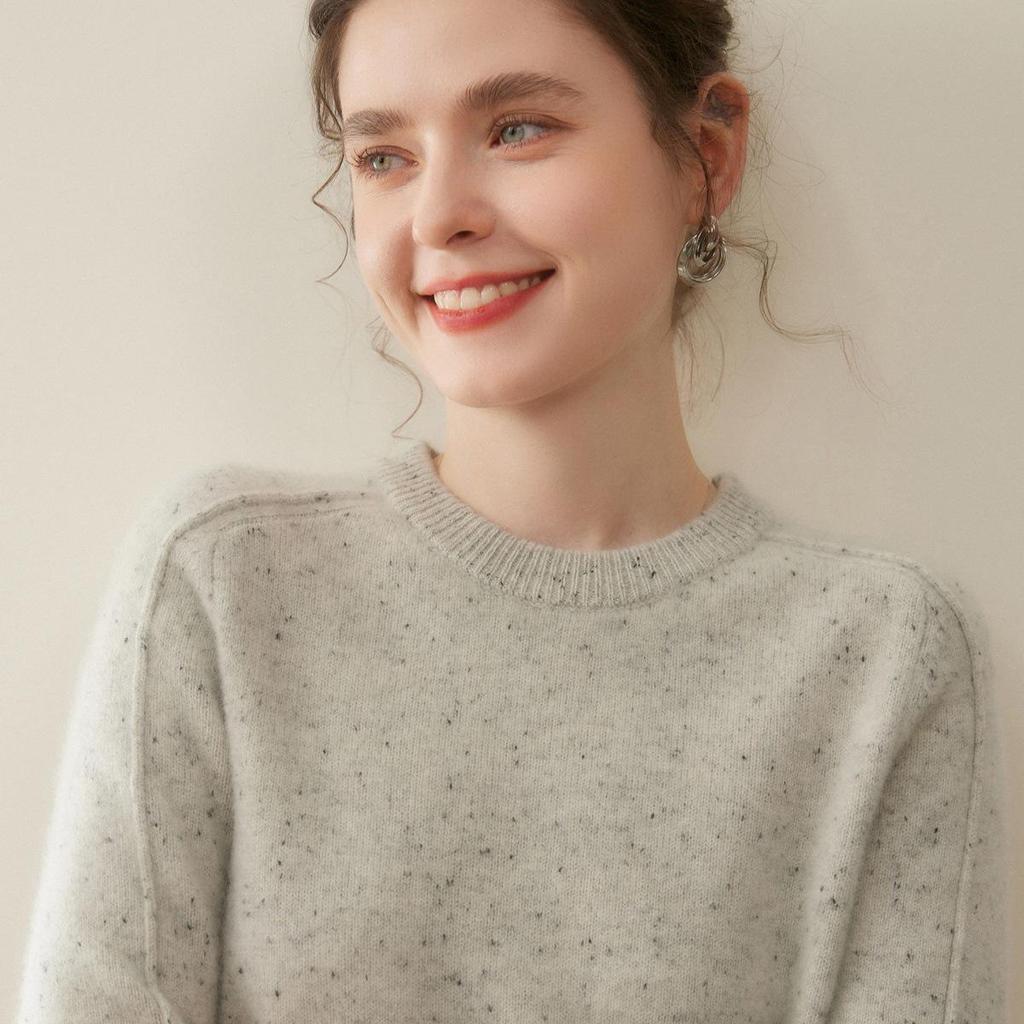 Autumn Winter Cashmere Knit Base Layer: Soft, Comfortable, Saddle Shoulder, Round Neck Shirt