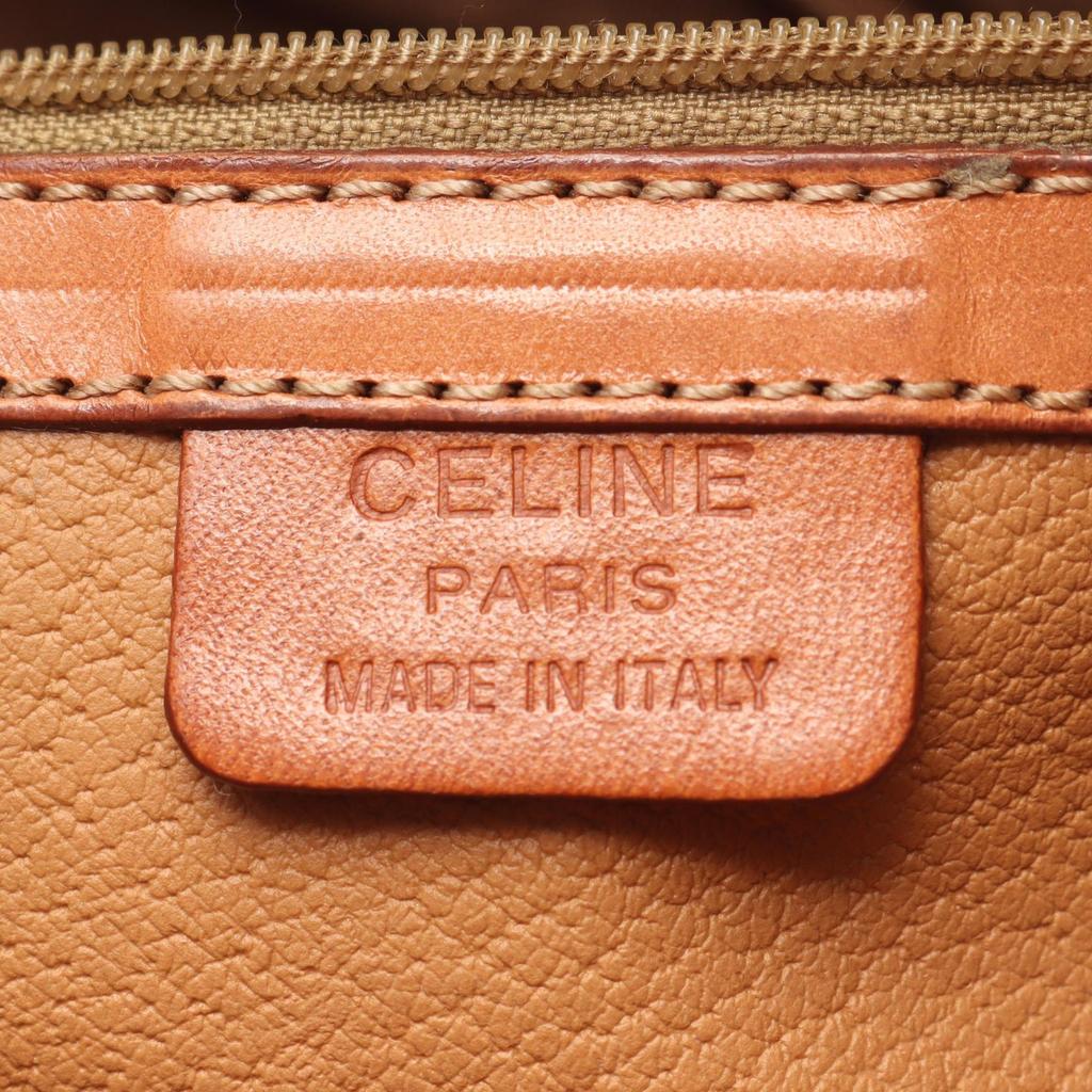 Used CELINE Macadam Handbag PVC Coated Canvas Leather Brown Used Women