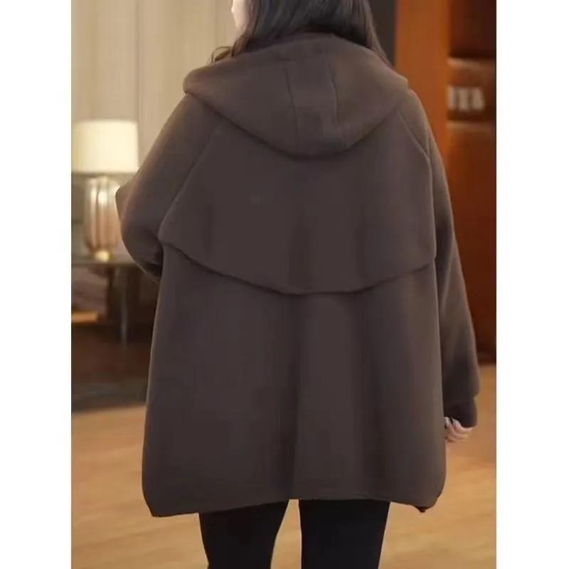 Pulloverjacke verdickt im Herbst und Winter zur Wärmehaltung, große Größe locker und dünn, mittellang, vielseitiges Oberteil