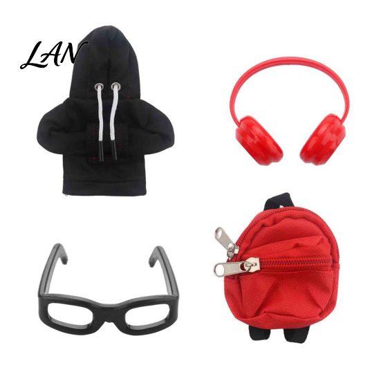Trendy Miniature Play Set Mini Goose Clothing Accessories for 7 Inch Desktop Goose, Includes Hooded Decorative Apparel Sweatshirt Small Backpack