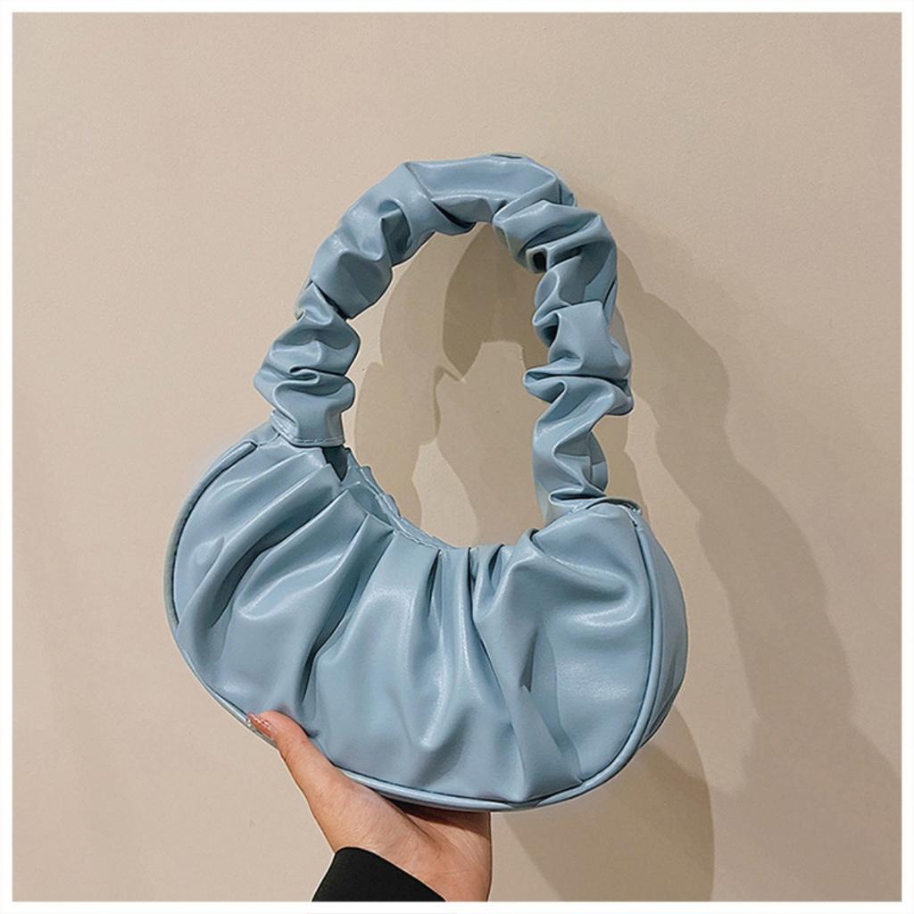Bag Girl, Korean Version One Shoulder Dumpling Bag, French Bag, Fashionable Cloud Bag, Pleated Handbag, Armpit Bag