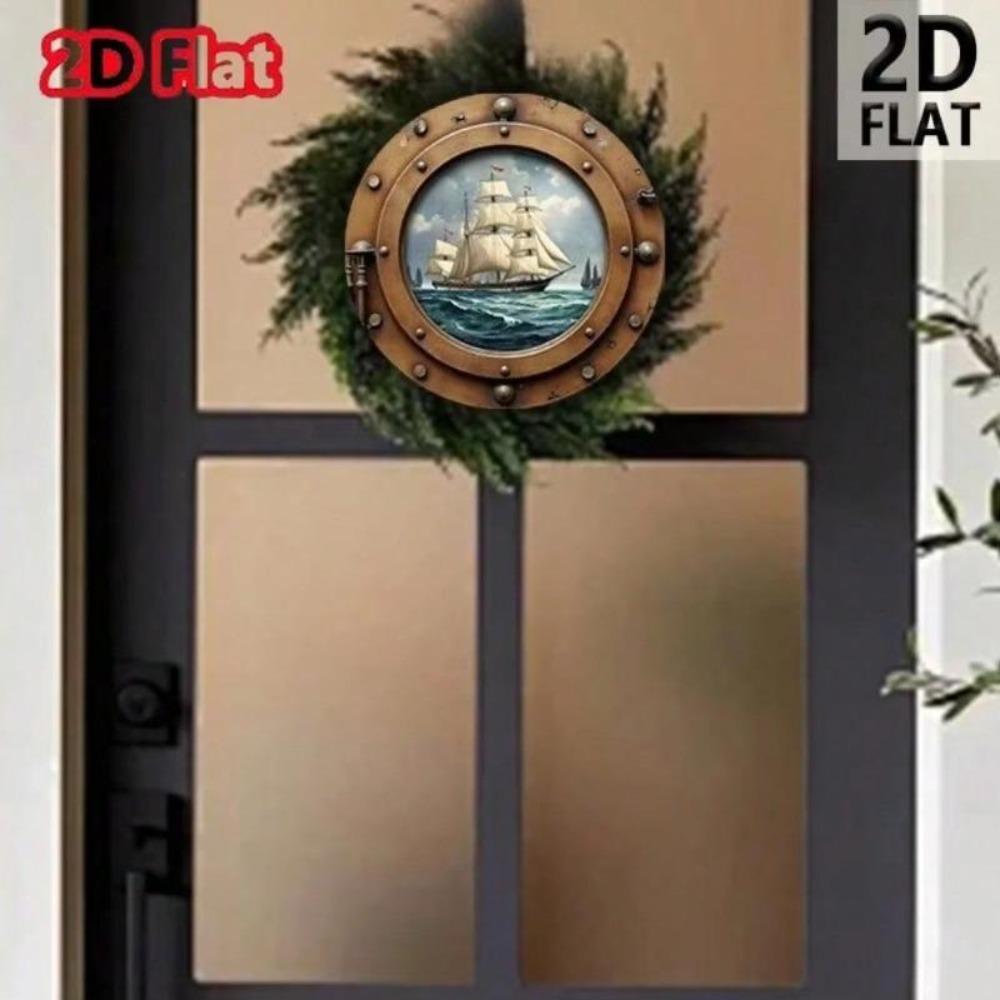 Metal Wall Art Sea Boat Porthole Sign Farmhouse Coastal Decor Wood Plaque