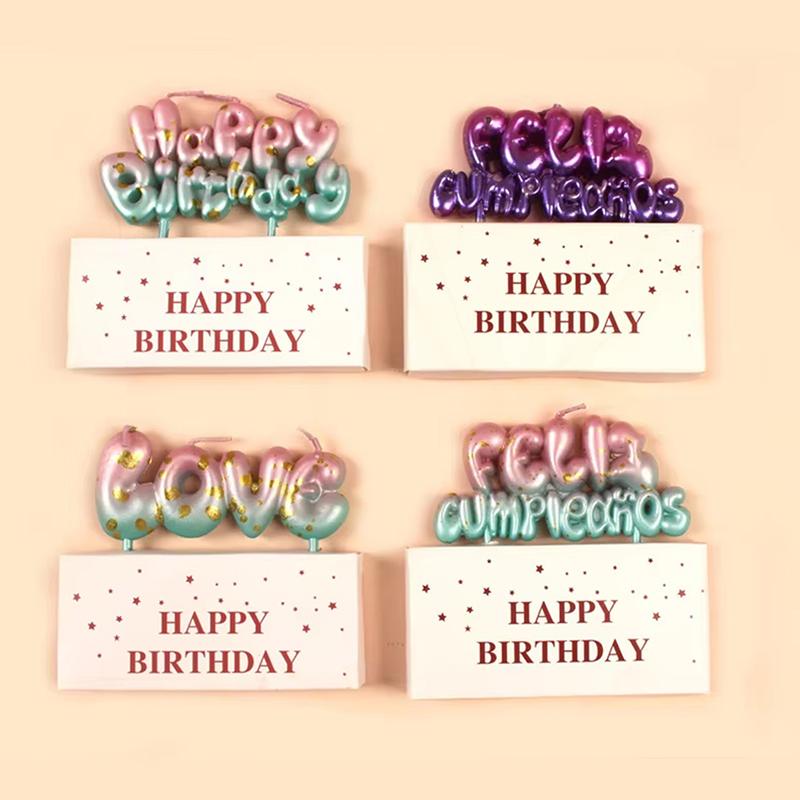 Gradient Happy Birthday Candle - Cake Decoration Accessories, Happy Birthday Letter Candle, Alphabet Candle Cake Toppers Candle