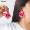 Vintage Exaggerated Large Flower Zinc Alloy Dripped Glaze Earrings Fashion Trendy Stud Earrings Women PD2253