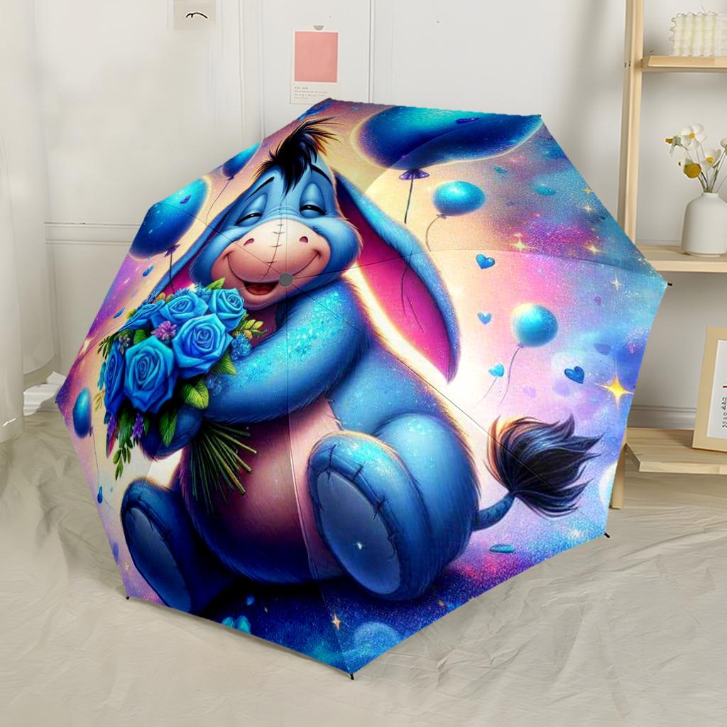Eeyore's Dreamy Garden Portable Automatic Umbrella Compact & Durable 8-Rib Design Foldable Design All-Season Umbrella for Travel Fashionable Accessory