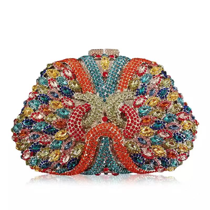 

Blue/Green Rhinestone Women Evening Bag Party Dinner Minaudiere Luxury Lady Wedding Purse Bridal Handbags Gala Dazzling Clutches 17cmX8cmX6cm