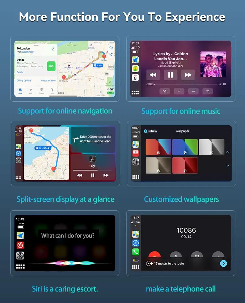 Kebidumei Wireless Carplay Adapter&Android Auto 2 In 1 USB&Type-C Dual Connector Carplay Box Plug And Play Wireless Adapter