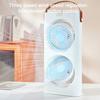 Stolní ventilátor s dvojitou hlavou a LED nočním světlem, Dobíjecí malý cirkulační ventilátor, Přenosný stolní ventilátor pro domácí kancelář, cestování