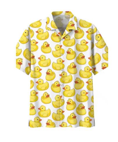 Hawaiian Casual Shirt Duck Print Men's Open Button Top Cool Comfortable Short Sleeves