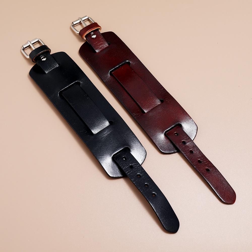 Unisex Adjustable Punk Leather Bracelet: European & American Cowhide Wristband New Style