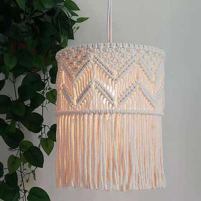 1Pc New Nordic Style Handmade Cotton Rope Woven Lampshade, Famous Star Lighting Pendant, Room Decoration Wall Hanging