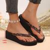 Fashion Fashion Sequins Platform Flip Flops Women New Lightweight Wedge Slippers Female Summer Beach Med Heel Non Slip Slides Mujer