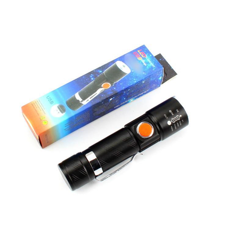616 Aluminum Alloy USB Rechargeable LED Flashlight for Outdoor Portable Night Fishing