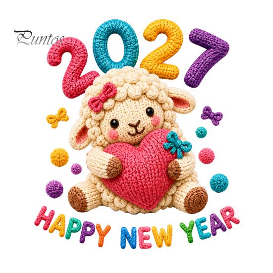 No Glue Window Decorations Chinese New Year Stickers, 2027 Goat Static Clings, Cute Knitted Texture Film Crochet Knit Sheep Decals, Reusable Decor for