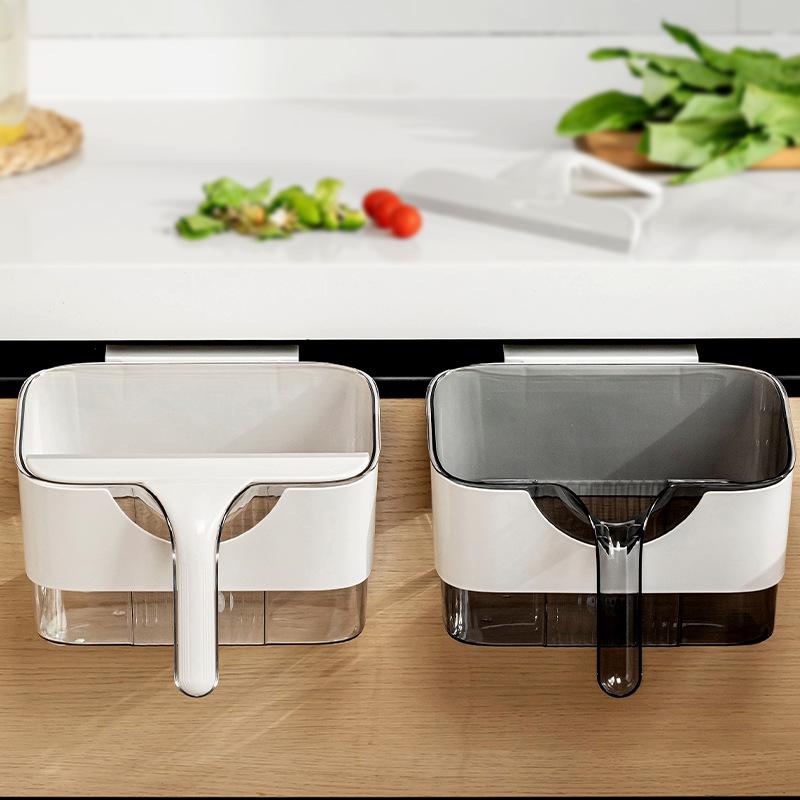 Wall-Mounted Kitchen Trash Can with Scraper - Wet Garbage Storage Bin for Cabinet Doors