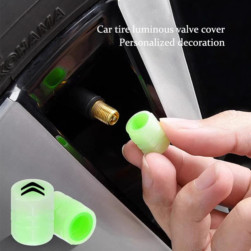 4Pcs Car Tyre Luminous Valve Cap Valves Nozzles Accessories For Citroen e-C3 e-C4 X C5X C3 C4 Cactus Picasso C-Crosser C6 C1 akr256