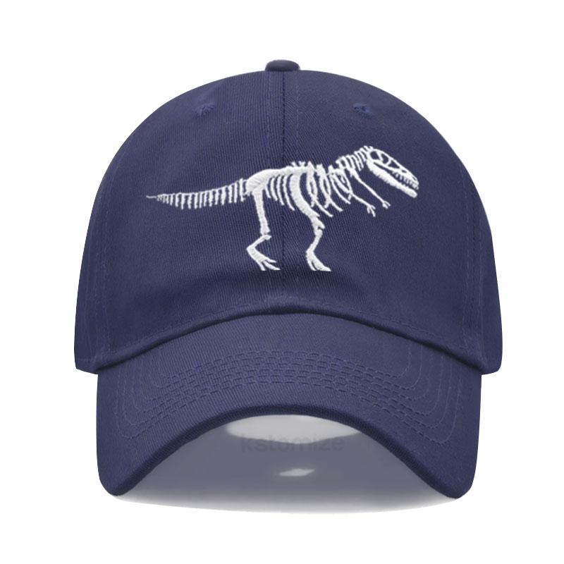 Dinosaur Skeleton Embroidered Baseball Cap for Women Men Fashion Adjustable Soft Cotton Dad Hat Unisex Classic Golf Caps