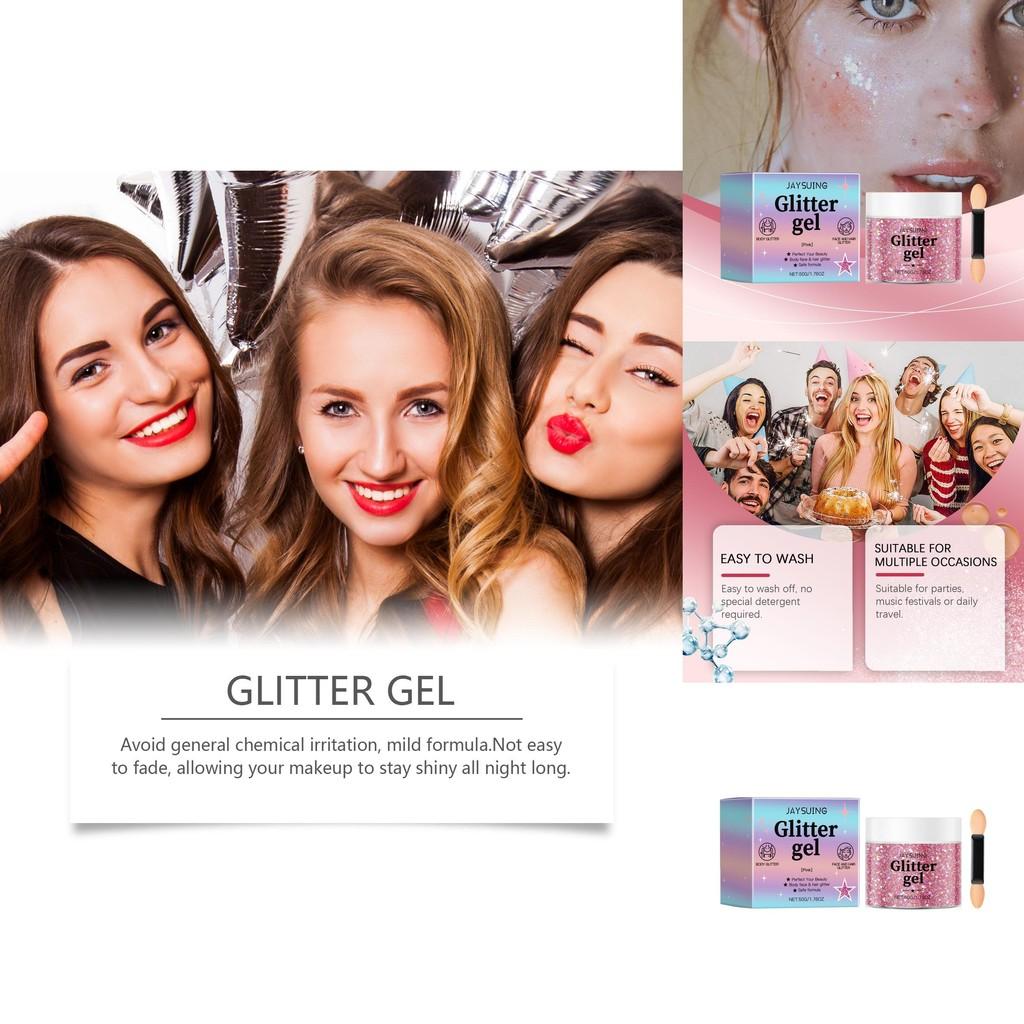 Jaysuing Pink Glittering Shimmer Gel Versatile For Face And Body Highlighter Eyeshadow