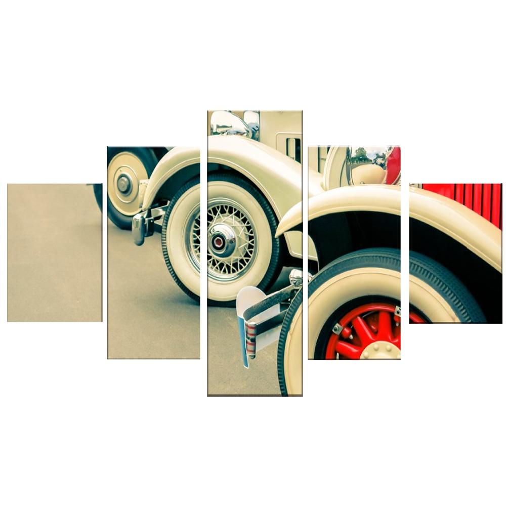 

Настенное искусство Печать на холсте Картина 5 шт Классические автомобили Линейка Постеры Современные Винтажные Рамки для спальни Украшения для дома Medium Size Unframed Canvas