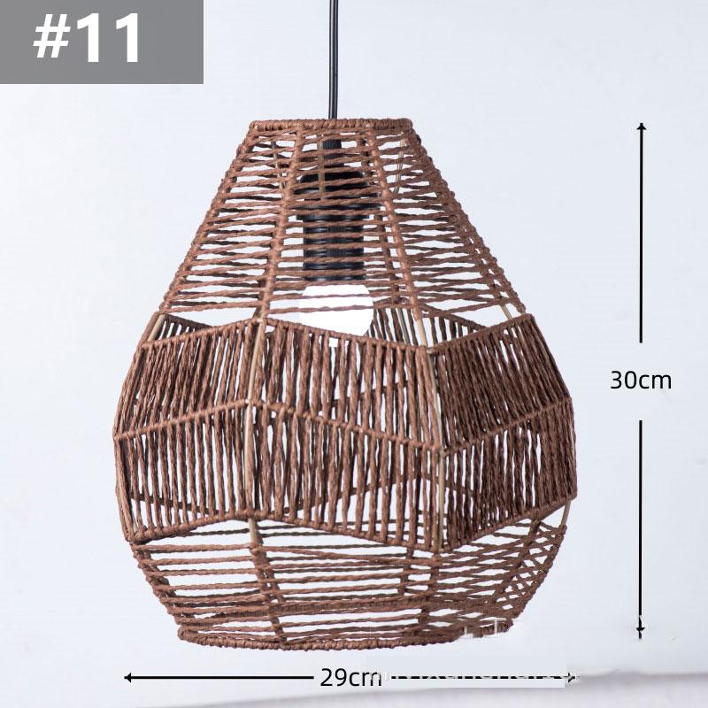 14 Styles Natural Woven Lampshade Vintage Hanging Pendant Lamp Shade Rattan Chandelier Café Restaurant Lighting Home Art Decor