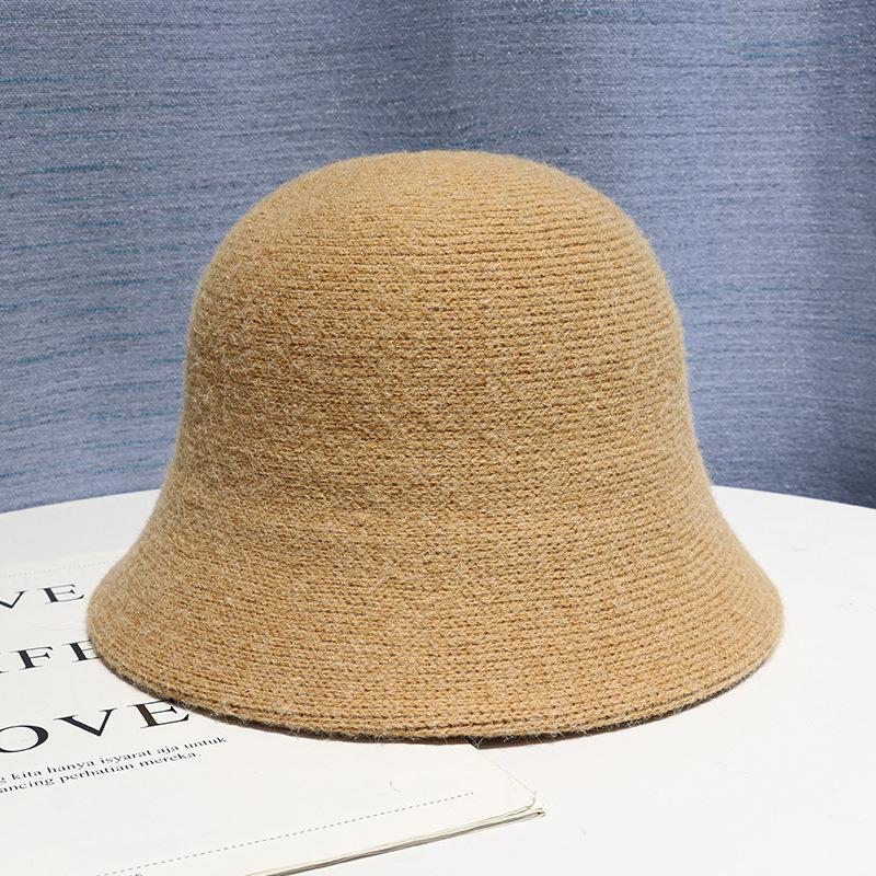 

Autumn and Winter Korean Style Knitted Fisherman Hat Japanese Style Casual Wool Bucket Hat Warm Basin Hat M（56-58cm）