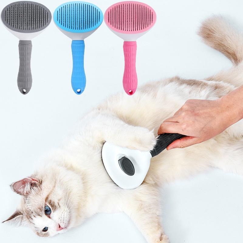 Ein-Knopf Haustierpflegekamm Automatische Haarentfernungsbürste für Katzen und Hunde