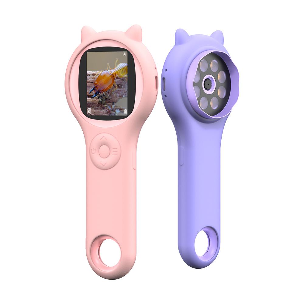 Microscope for Kids 2inch IPS Screen Magnifying Glass with 8 LED Light 500X Magnifying Glass for